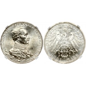 Germany PRUSSIA 3 Mark 1913A 25th Anniversary of the Reign of King Wilhelm II. Wilhelm II (1888-1918). Obverse...