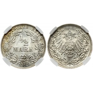 Germany Empire 1/2 Mark 1919E Wilhelm II (1888-1918). Obverse: Imperial eagle and the mintmark at the bottom of the bow...