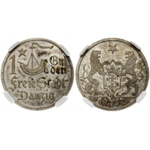 Germany Danzig 1 Gulden 1923. Obverse: Ship in between inscription containing the denomination. Lettering...