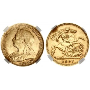 Great Britain 1/2 Sovereign 1897 Victoria (1837-1901). Obverse: Older crowned and veiled bust ('Old Head'...