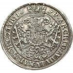 Hungary 1/2 Thaler 1698 KB. Leopold I (1657-1705). Obverse: Bust looking right; Hungarian shield on left in the circle...