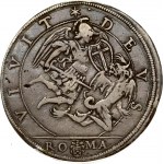 Italy Papal States 1 Piastra (1634) VIVIT DEVS - St. Michael trampling demons. Urban VIII (1623-1644). Obverse...