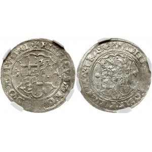 Latvia Livonia 1/2 Mark 1554 Riga. Heinrich von Galen (1551-1557) & Wilhelm von Brandenburg (1539-1563). Obverse: Four...