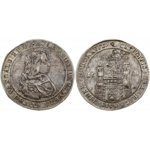 Latvia Livonia 1 Thaler 1660 Riga. Charles XI (1660-1697). SWEDISH OCCUPATION. Obverse...