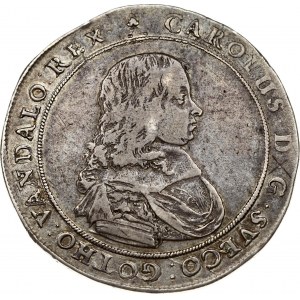 Latvia Livonia 1 Thaler 1660 Riga. Charles XI (1660-1697). SWEDISH OCCUPATION. Obverse...