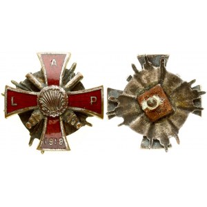 Latvia Latgale Artillery Regiment Badge (1919). LATVIA Cross pattee with red enamel L.A.P. 1919 on the arms...