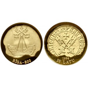 Latvia 10 Latu 1998 800th Anniversary - Riga. Obverse: A motif of the secret seal of Riga Town Council (1368...