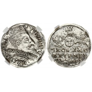 Lithuania 3 Groszy 1598 Vilnius. Sigismund III Vasa (1587-1632) Obverse: Crowned bust facing right with a longer...