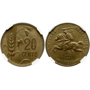 Lithuania 20 Centų 1925 Obverse: National arms and date. Lettering: LIETUVOS RESPUBLIKA 1925. Reverse...