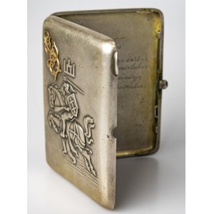 Lithuania Cigarette Case (20th Century) Šiauliai. Obverse: Gold initials; Gediminas poles; Rider - Vytis. Reverse...