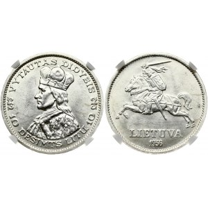 Lithuania 10 Litų 1936 Vytautas. Obverse: National arms of Lithuania above the country name and the date at the bottom...