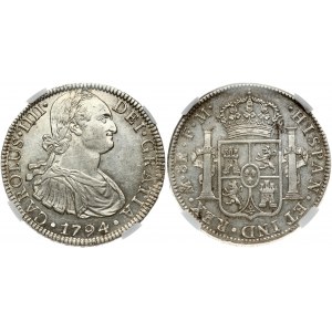 Mexico 8 Reales 1794 MO FM. Charles IV (1788-1808). Obverse: Bust facing right. Lettering...