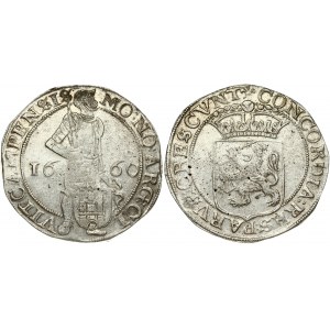 Netherlands KAMPEN 1 Silver Ducat 1660 Obverse: Armoured knight standing; looking right...