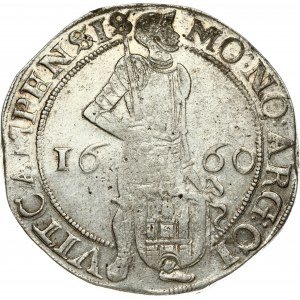 Netherlands KAMPEN 1 Silver Ducat 1660 Obverse: Armoured knight standing; looking right...