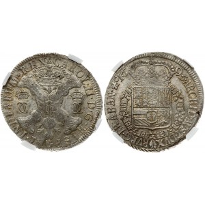 Spanish Netherlands BRABANT 1 Patagon 1695 Antwerp. Charles II (1665-1700). Obverse: St. Andrew's cross; crown above...