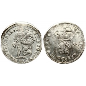 Netherlands OVERIJSSEL 1 Silver Ducat 1699 Obverse: Standing armored knight with crowned shield of Overyssel at feet...