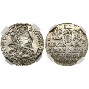 Poland 3 Groszy 1594 Malbork. Sigismund III Vasa (1587-1629). Obverse: Crowned bust of king faces right. Lettering...