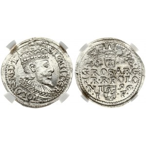 Poland 3 Groszy 1596 Olkusz. Sigismund III Vasa (1587-1629). Obverse: Crowned bust of king faces right. Lettering...