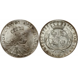 Poland SAXONY 1 Thaler 1755 EDC Friedrich August II(1733-1763). Obverse: Crowned bust right. Obverse Legend...