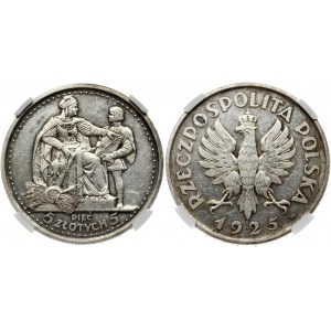 Poland 5 Zlotych 1925(w) Adoption of the Constitution. Obverse: Crowned eagle with wings open. Lettering...