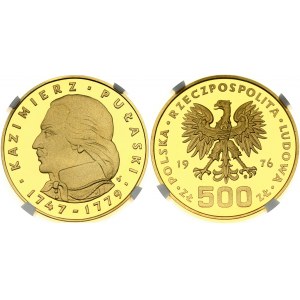 Poland 500 Zlotych 1976 MW Kazimierz Pulaski. Obverse: A white eagle; the national arms of Poland...