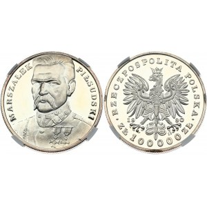 Poland 100 000 Zlotych 1990 Jozef Pilsudski. Obverse: Eagle above value. Lettering...