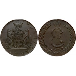 Russia 10 Kopecks 1781 КМ Siberia. Catherine II (1762-1796). Obverse: Crowned monogram within wreath. Reverse...