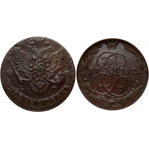 Russia 5 Kopecks 1782 ЕМ Catherine II (1762-1796). Obverse: Crowned monogram of Ekaterina II divides date within wreath...