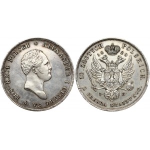 Russia For Poland 10 Zlotych 1820IB Alexander I (1801-1825). Obverse: Head right. Obverse Lettering: ...