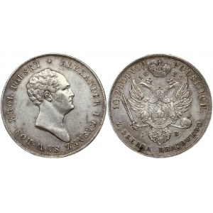 Russia For Poland 10 Zlotych 1823 IB Alexander I (1801-1825). Obverse: Head right. Lettering: ...