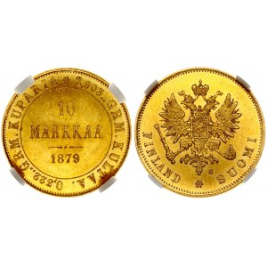 Russia For Finland 10 Markkaa 1879 S Alexander II (1854-1881). Obverse: Crowned double...