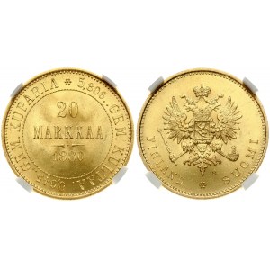 Russia for Finland 20 Markkaa 1880 S Alexander II (1854-1881). Obverse: Crowned double...