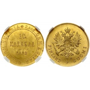Russia For Finland 10 Markkaa 1882 S Alexander III (1881-1894). Obverse: Crowned double...