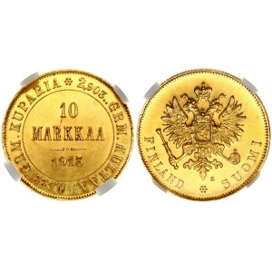 Russia For Finland 10 Markkaa 1913 S Nicholas II (1894-1917). Obverse: Crowned double...