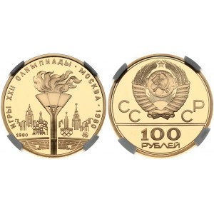 Russia USSR 100 Roubles 1980(M) Olympic Torch. 1980 Summer Olympics Moscow. Obverse...