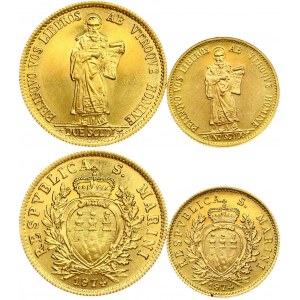 San Marino 1-2 Scudi 1974 Resumption of Coinage. Obverse: Standing Saint facing. Lettering...