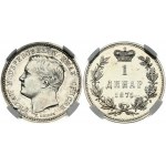 Serbia 1 Dinar 1875 Milan Obrenovic IV (1868-1882) Obverse: Milan Obrenovic IV facing left. Lettering: МИЛАН М...