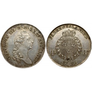 Sweden 1 Riksdaler 1782 OL Gustav III (1771-1792). Obverse: Bust of Gustav III; King of Sweden facing right...