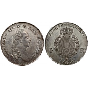 Sweden 1 Riksdaler 1787/3 OL Gustav III (1771-1792). Obverse: Bust of Gustav III; King of Sweden facing right...