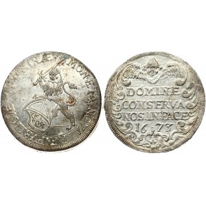 Switzerland Zürich 1 Thaler 1673 Obverse: Arms of Zurich supported by rampant lion with sword at right. Lettering: ...