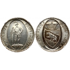 Switzerland BERN 1 Thaler 1798 Obverse: Crowned, spade arms of Bern within oval frame. Obverse Legend...