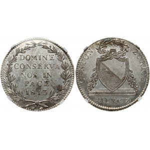 Switzerland Zürich 40 Batzen 1813. Obverse: Shield with wreath above and garland at sides; value in exergue. Lettering...