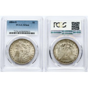 USA 1 Dollar 1884 O 'Morgan Dollar' New Orleans. Obverse: Liberty head; facing left. Lettering: E·PLURIBUS·UNUM LIBERTY...