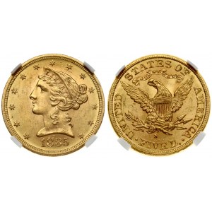 USA 5 Dollars 1885 S 'Liberty / Coronet Head - Half Eagle' With motto. San Francisco. Obverse...