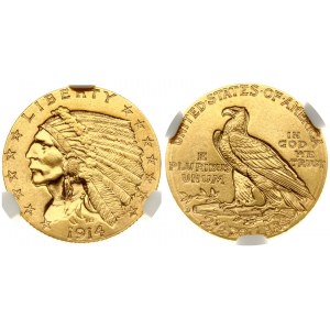 USA 2½ Dollars 1914 D 'Indian Head - Quarter Eagle'. Denver. Obverse...