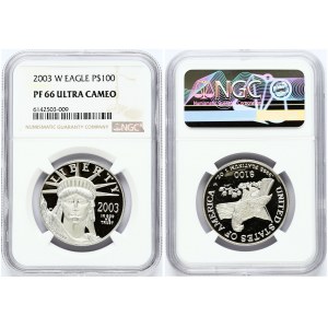 USA 100 Dollars 2003 'American Platinum Eagle'. Obverse: Statue of Liberty. Lettering...
