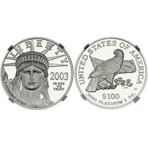 USA 100 Dollars 2003 'American Platinum Eagle'. Obverse: Statue of Liberty. Lettering...