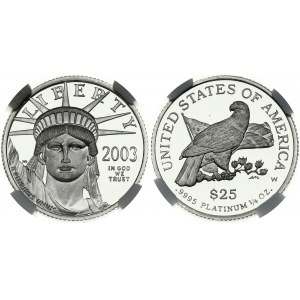 USA 25 Dollars 2003 'American Platinum Eagle'. Obverse: Statue of Liberty. Lettering...