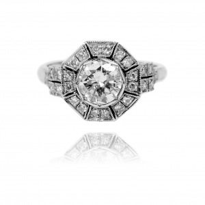 Art Deco style ring with ~0.81ct diamond