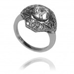 Platynowy pierścionek w stylu Art Deco z brylantem ~1.90ct